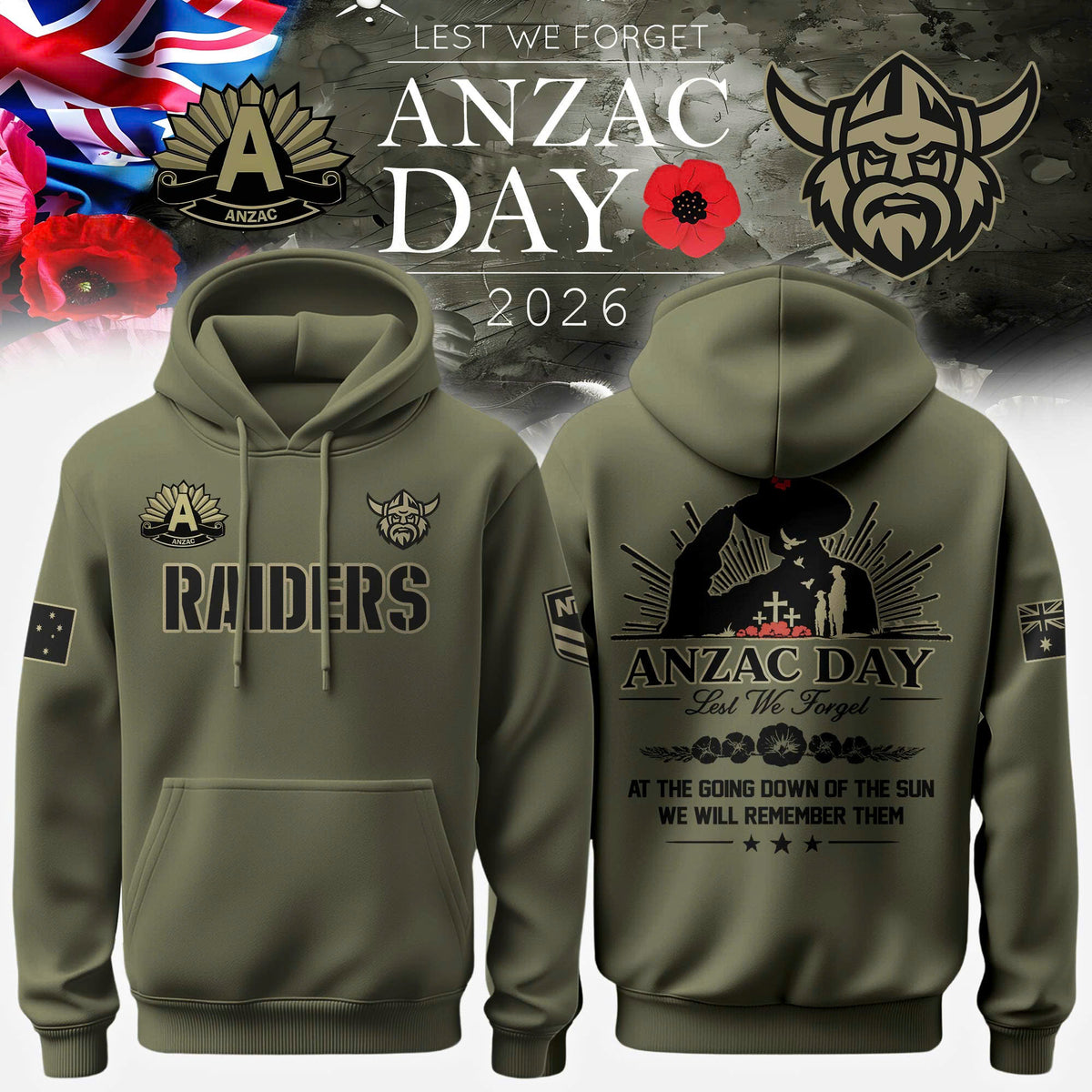 Canberra Raiders Anzac Day Hoodie