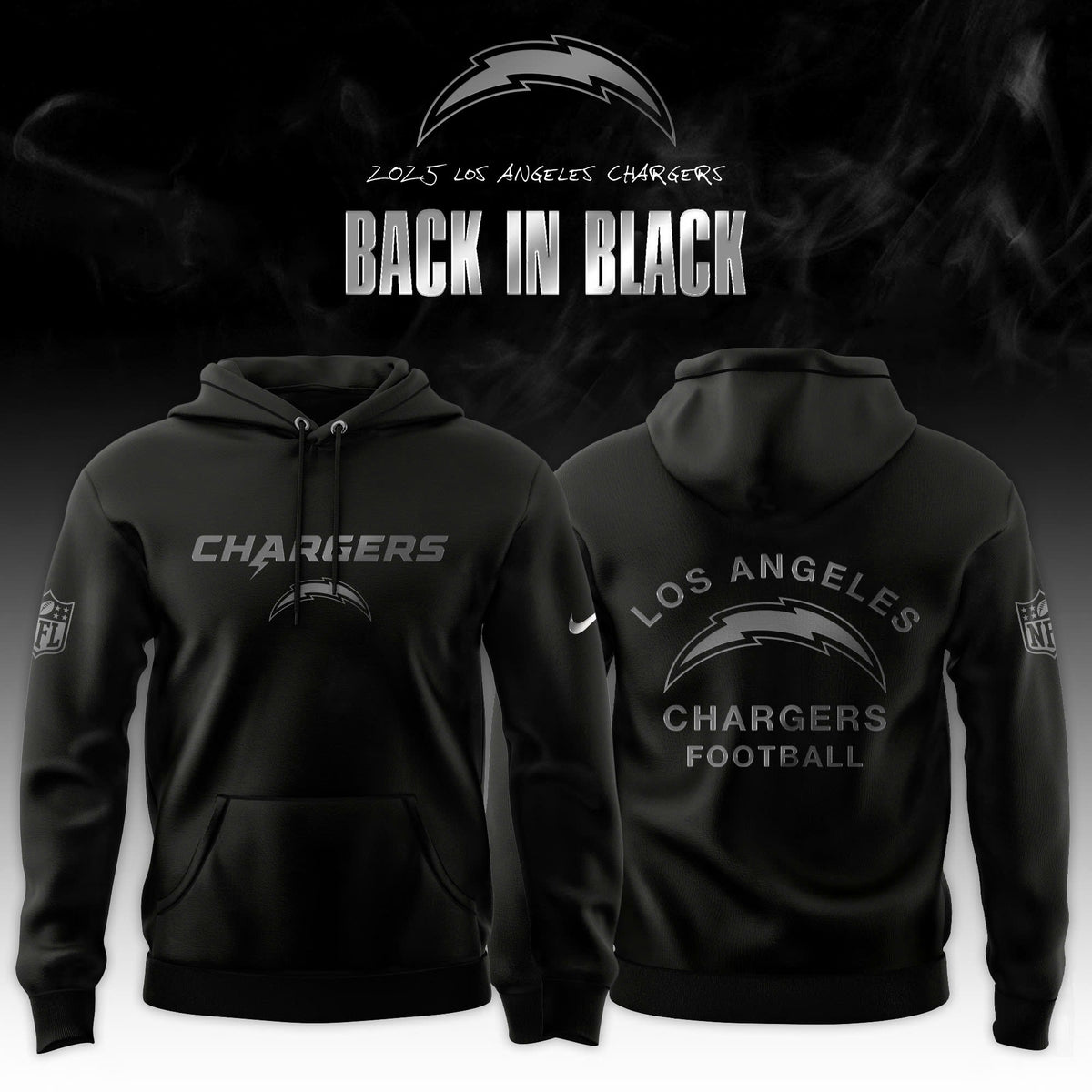 Los Angeles Chargers 'Back in Black' 2025 Special Edition Hoodie