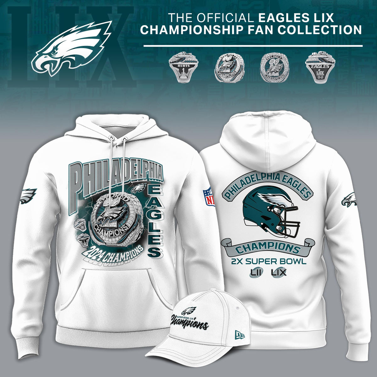 _ Philadelphia Eagles Super Bowl LIX Champions Ring Hoodie
