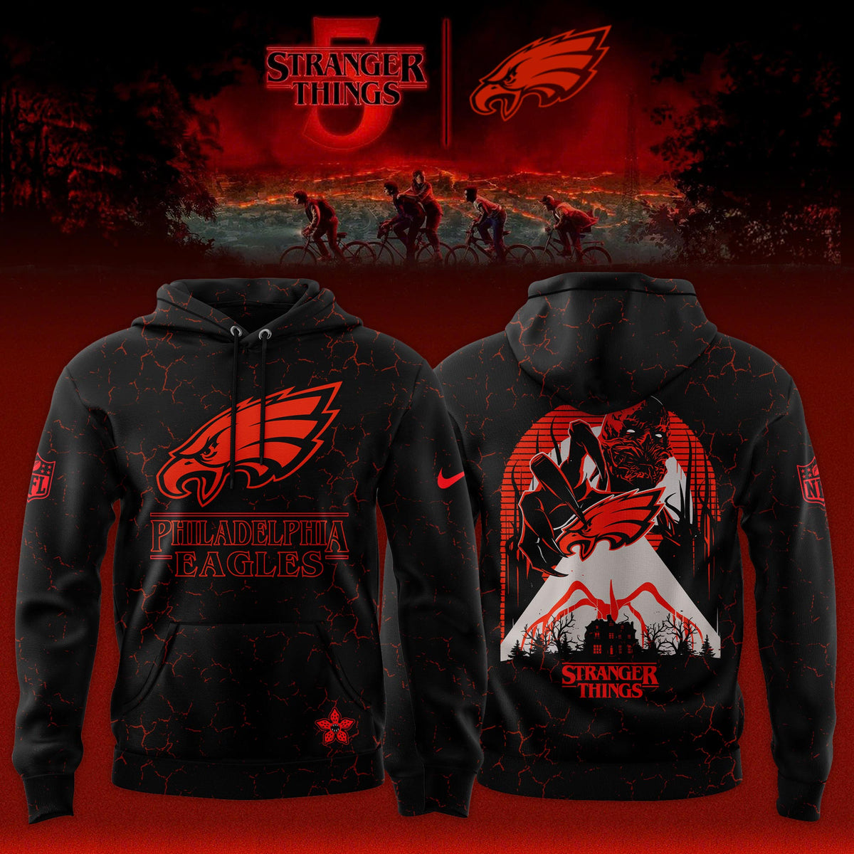 _ .Philadelphia Eagles x Stranger Things Limited Edition Hoodie
