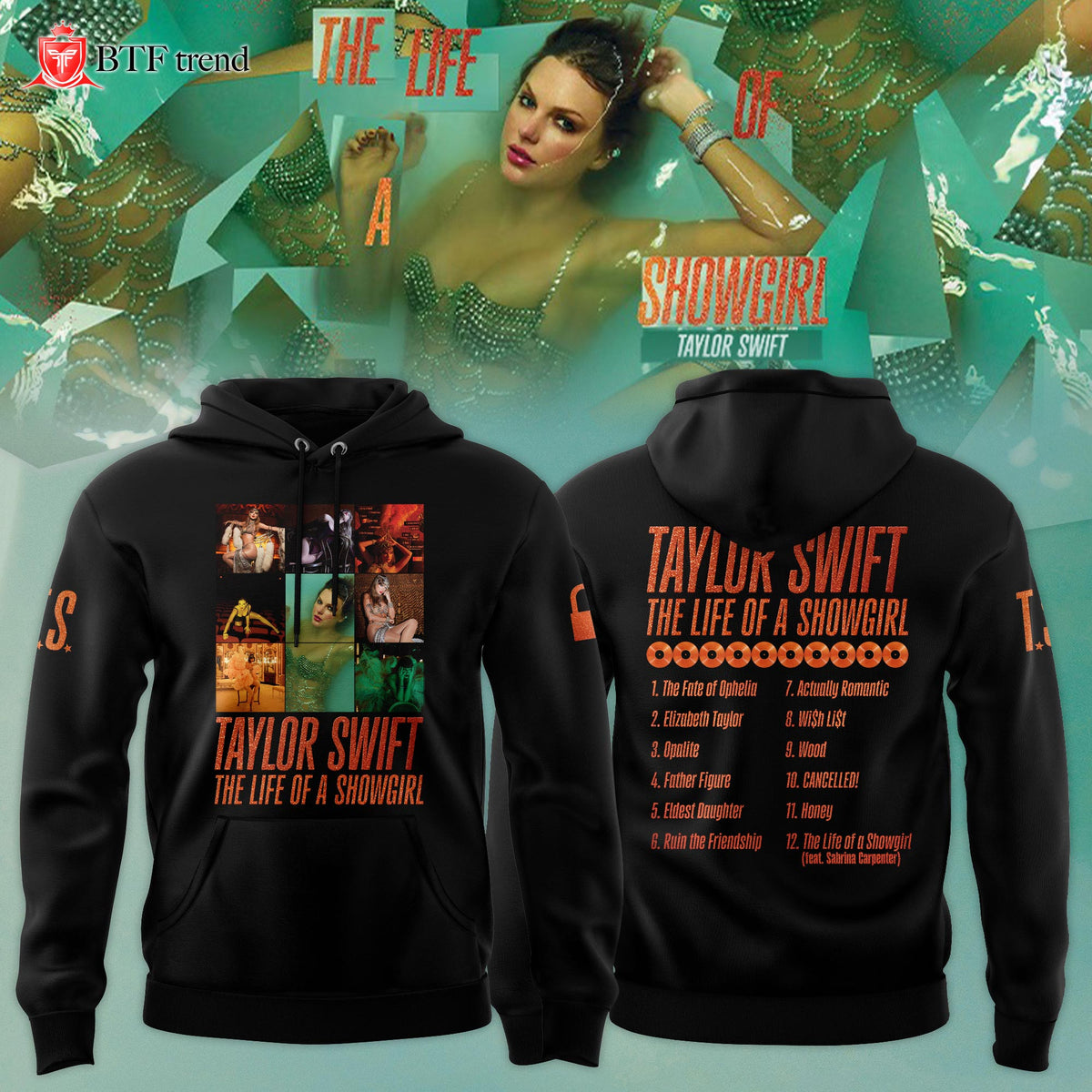 Taylor Swift "The Life of a Showgirl" Album 2025 Limited Editions Hoodie - Black