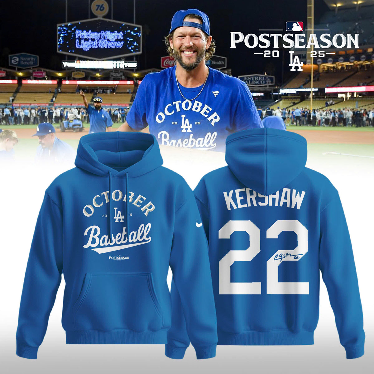Los Angeles Dodgers x Kershaw 2025 MLB Postseason Limited Hoodie