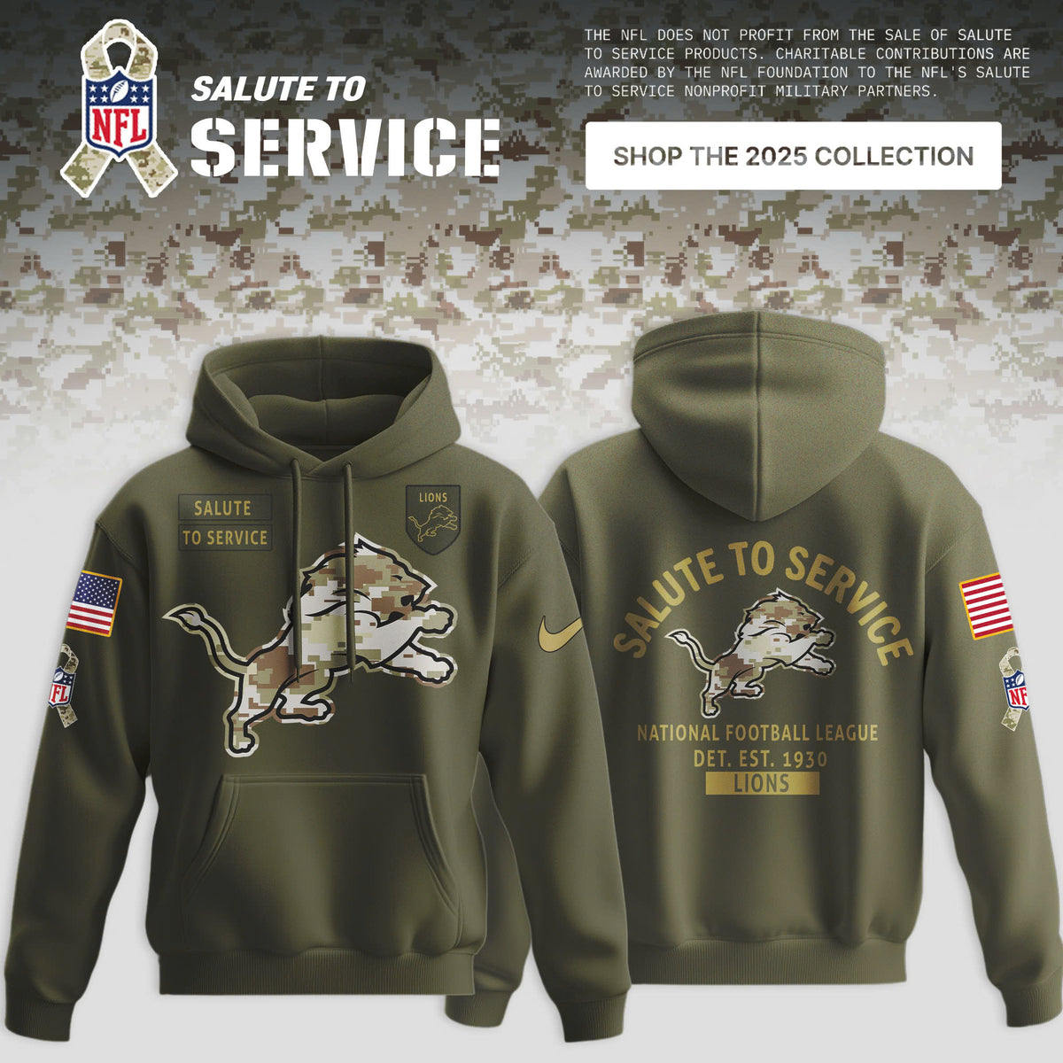 _Detroit Lions Olive 2025 NFL Salute to Service Limited Hoodie