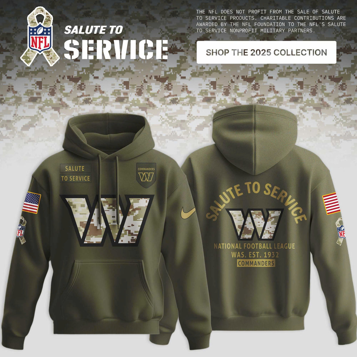 Washington Commanders Olive 2025 NFL Salute to Service Limited Hoodie