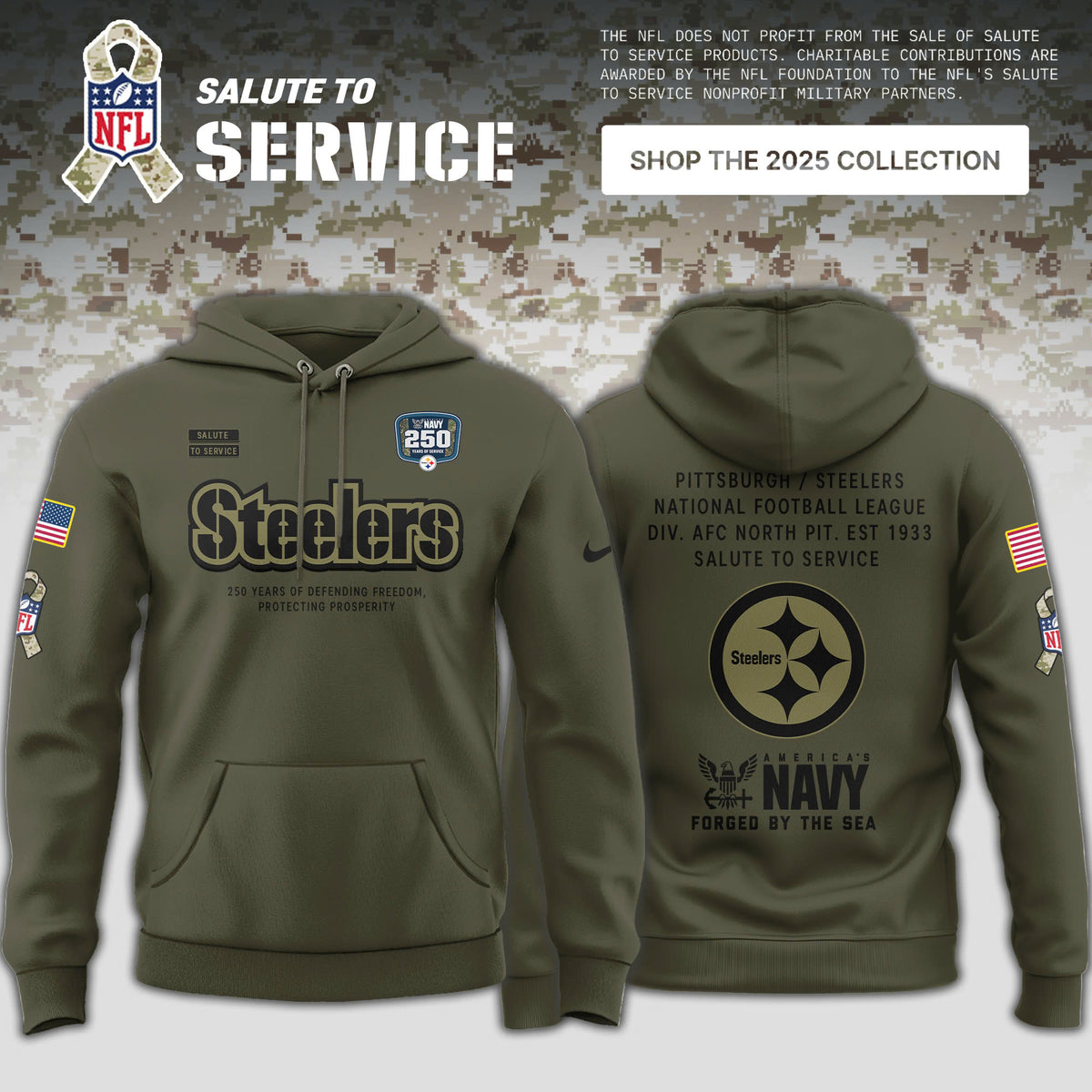 _ Pittsburgh Steelers US Navy's 250th Birthday Limited Editions Hoodie
