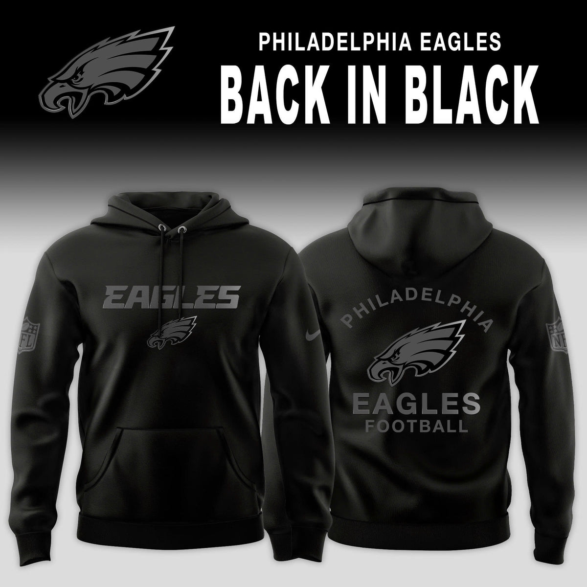 _ .Philadelphia Eagles 2025 Back In Black Special Edition Hoodie