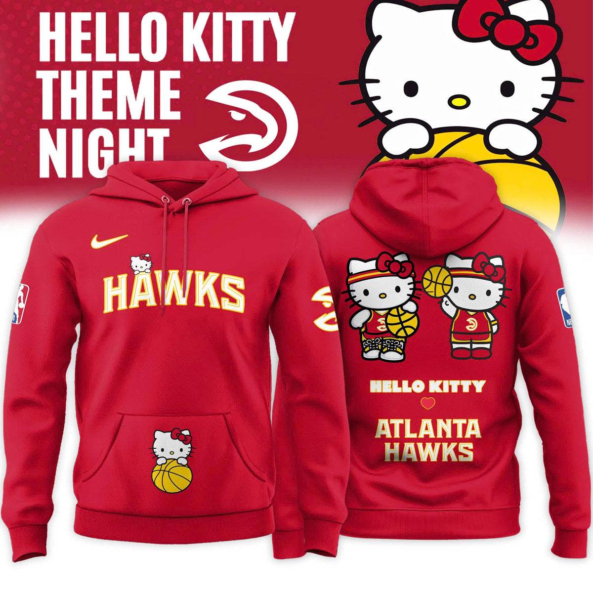 _ Atlanta Hawks x Hello Kitty Night 2026 Special Edition Hoodie