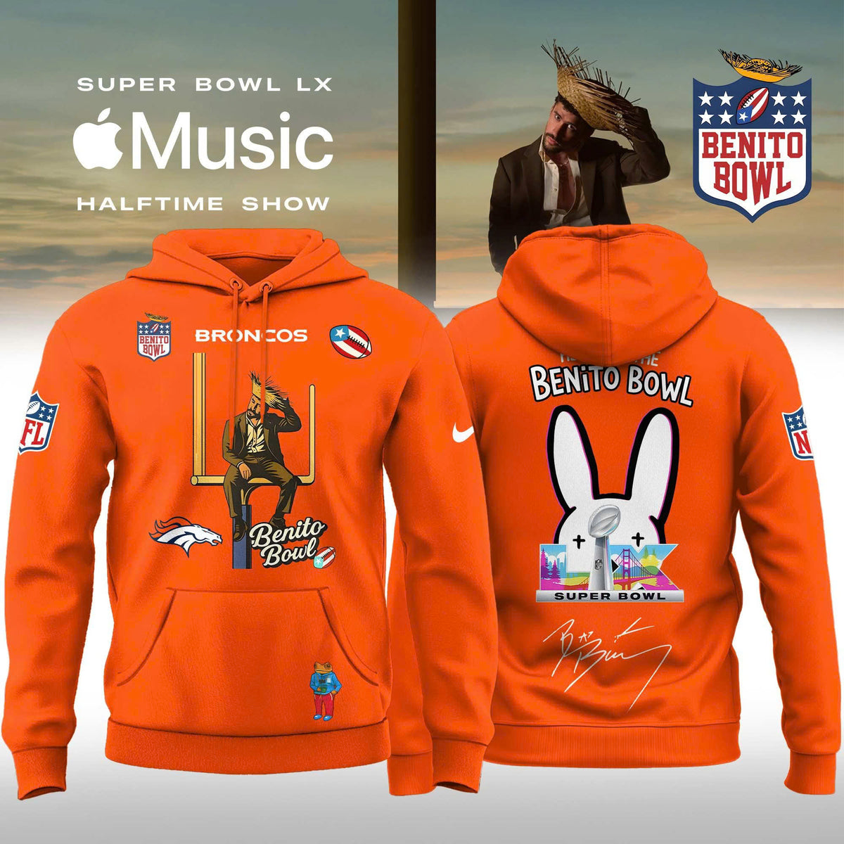 _ Denver Broncos x Bad Bunny 2026 Super Bowl LX Halftime Show Special Edition Hoodie
