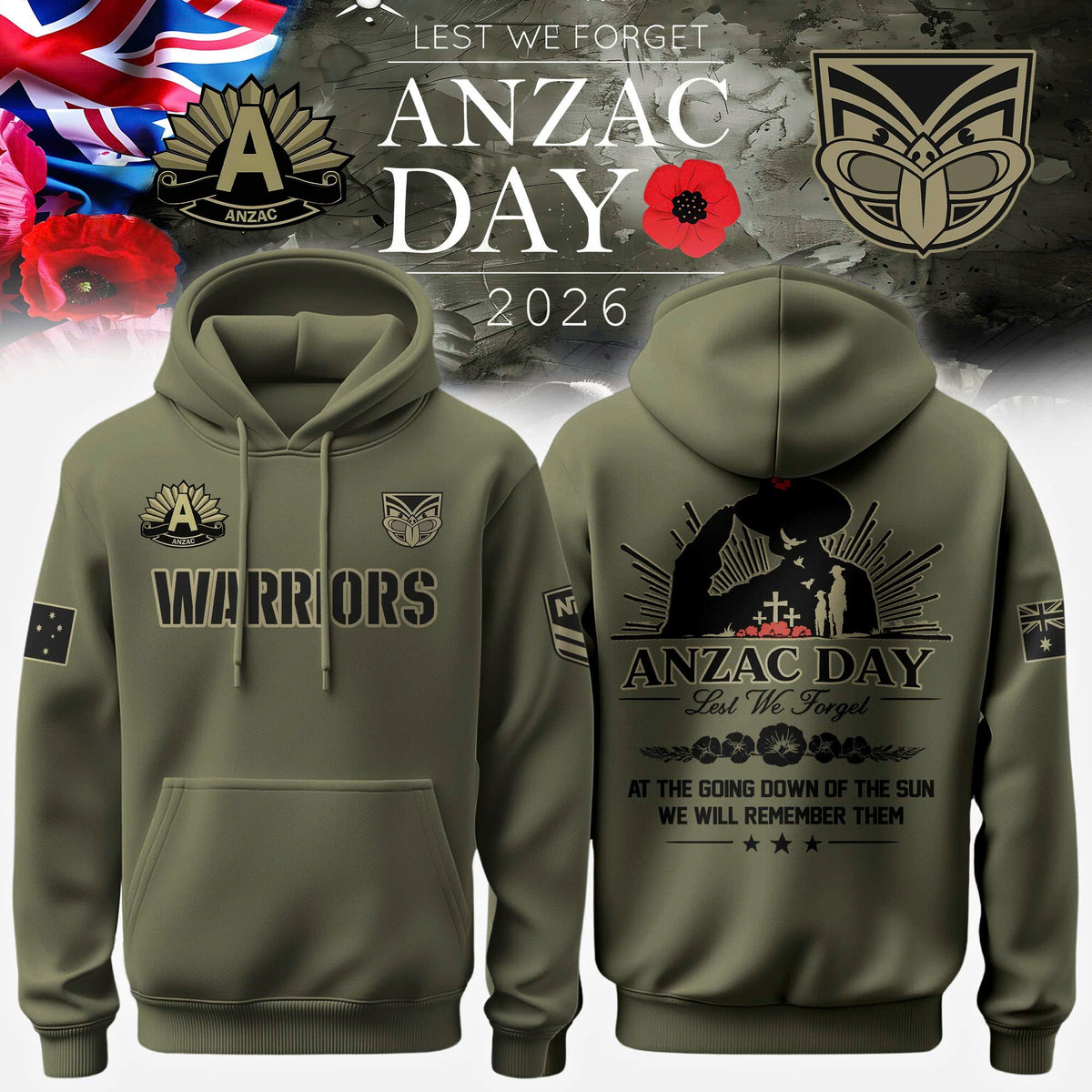 Newcastle Knights Anzac Day Hoodie