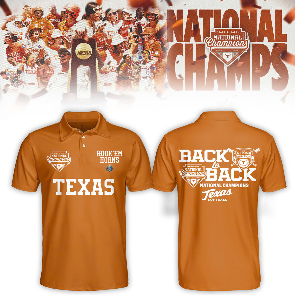 _ Texas 2026 NCAA Softball Women’s College World Series National Champions  Limited Edition Polo